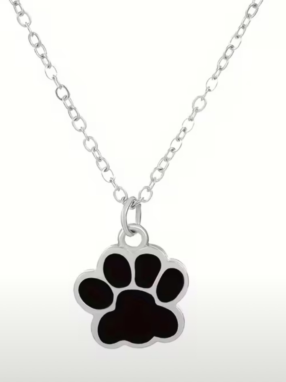 Deal ‼️3 for $20‼️ Silver Black Cat Paw Pendant Necklace NEW
